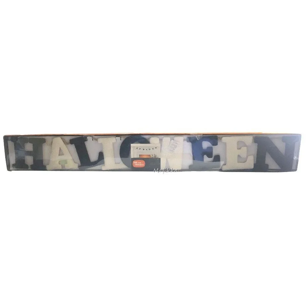 Toil & Trouble Halloween Banner 6' Long Knitted Garland New Black White Spooky